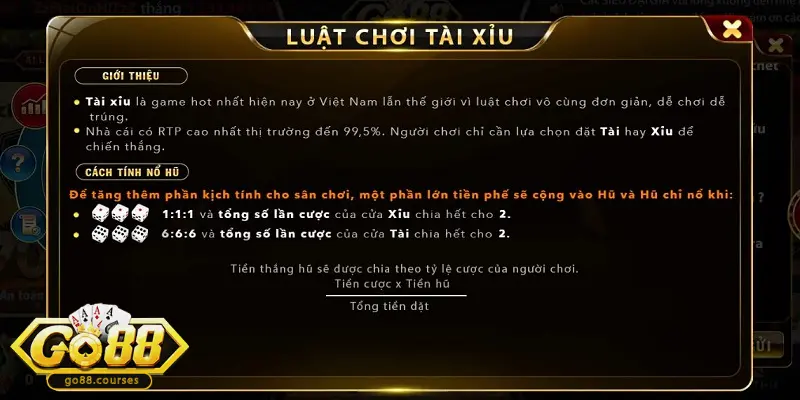 Luật chơi Go88 tài xỉu chi tiết